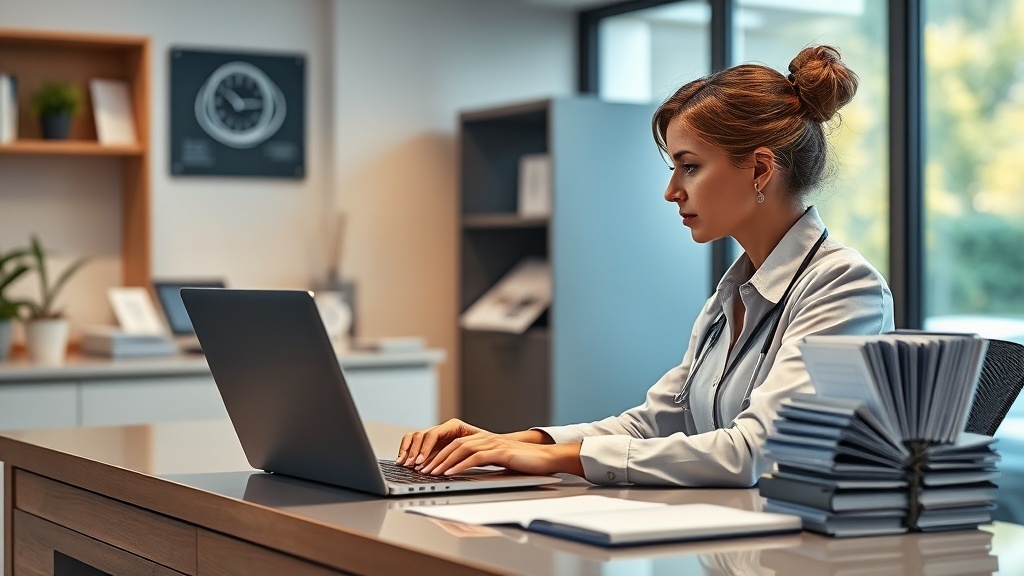 Digitalisation cabinet de santé : équipe au poste d'accueil