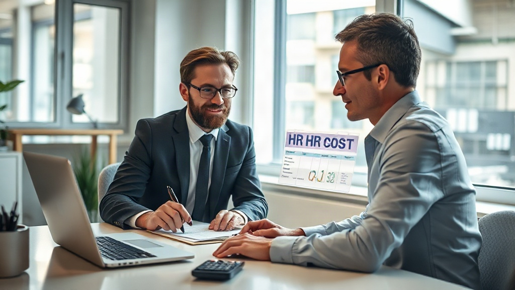 Responsable RH consultant un logiciel RH sur ordinateur portable en PME